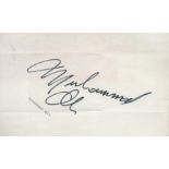 Muhammed Ali Signed on Sheet of Paper. Signed in black ink. Creasing present. Good condition. All