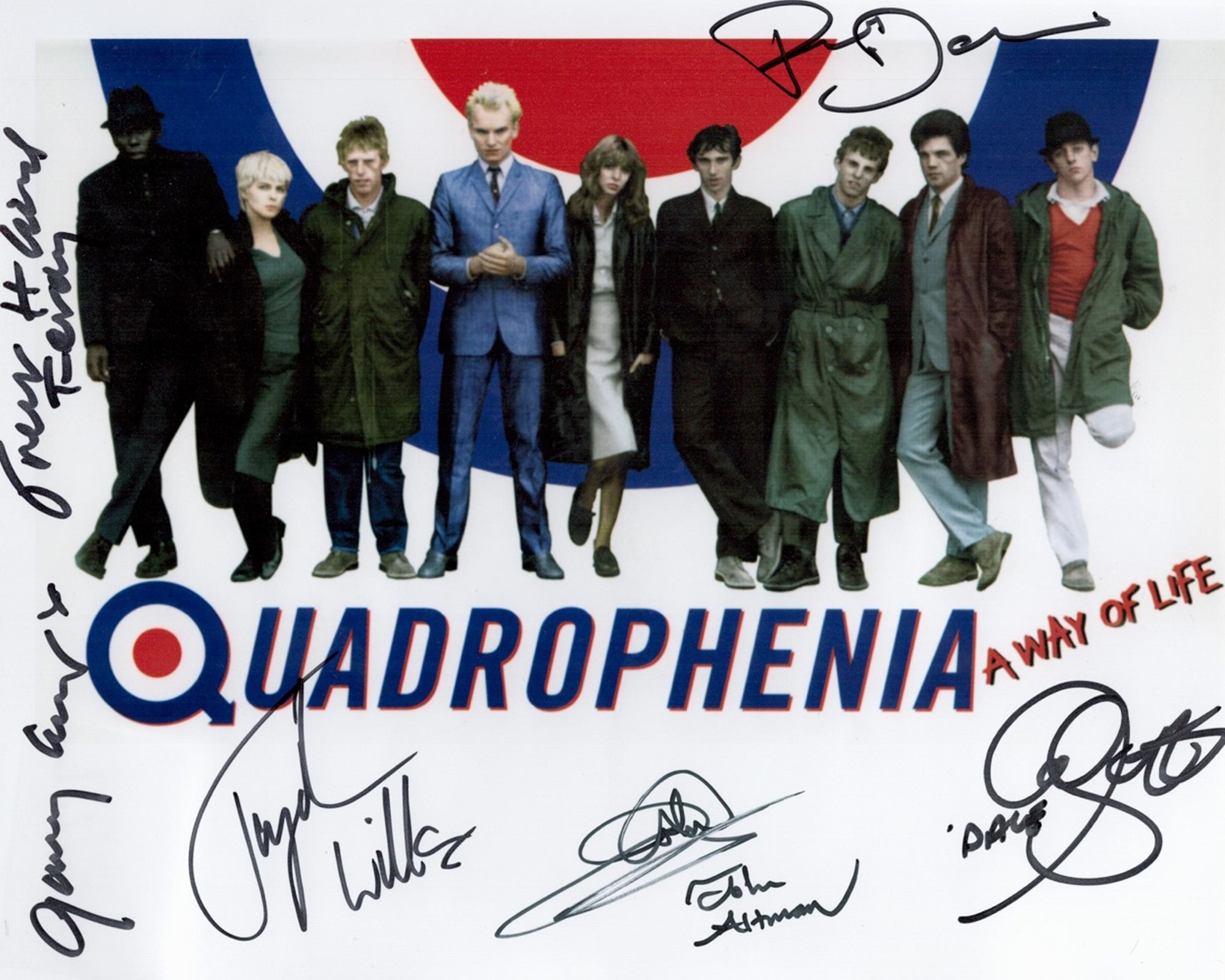 Quadrophenia multi signed 10x8 colour photo. Signed by Phil Daniels, Gary Cooper, Toyah Willcox,