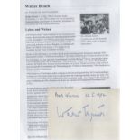 Walter Bruch signed album page, Comes with Wikipedia page. Bruch (2 March 1908 - 5 May 1990) was a