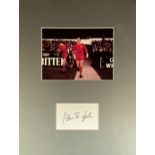 Football Ian St John Signed White Signature Card With Colour Photo, Mounted Professionally to an