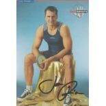 Lare Reidel 6"x4" promotional picture nicely signed in black marker pen by German Discus thrower -