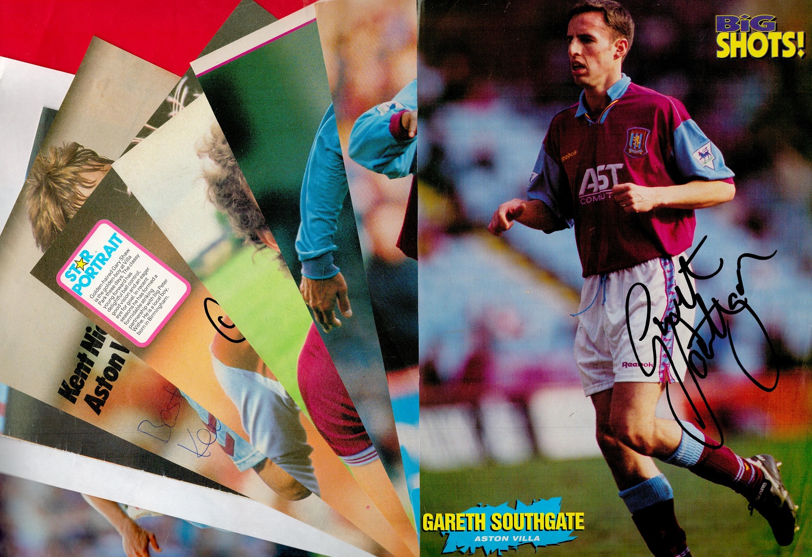 Football autographs 8 X Aston Villa Signed Magazine Pictures Mainly 12 X 8 Includes Southgate,