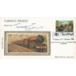 Artist Terence Cuneo signed 1985 Benham small silk Royal Scot Railway FDC. Good condition. All