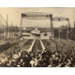 HMS York 19x16 sepia vintage print picturing the launch at the Jarrow Dock Yard 17. 7. 28. All