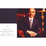 King Hussein of Jordan signed 8x6 colour photo and compliment card. Hussein bin Talal ( 14