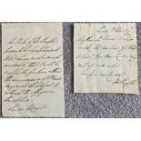 Duke of Wellington. 2 letters from the Duke dated 1820 and 1835 (2 items). All autographed items