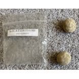 Two Battle of Waterloo Musket Balls from Hougomont. All autographed items come with a Certificate of