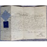 Prince George signed 1860 Army Commission. Nice approx 13 1/2 by 9 1/1 inches in size commission