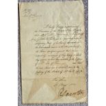 Palmerston as Secretary of War signed Rare Prize Money Certificate. Dated 1821. Relates to