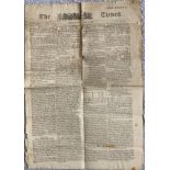 The Times vintage reprint of 1798 newspaper, rare copy with article on Nelson Battle of the Nile