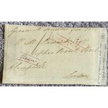 Free front 1823. Sir Edward Cust mounted to card with unidentified free front on back. All