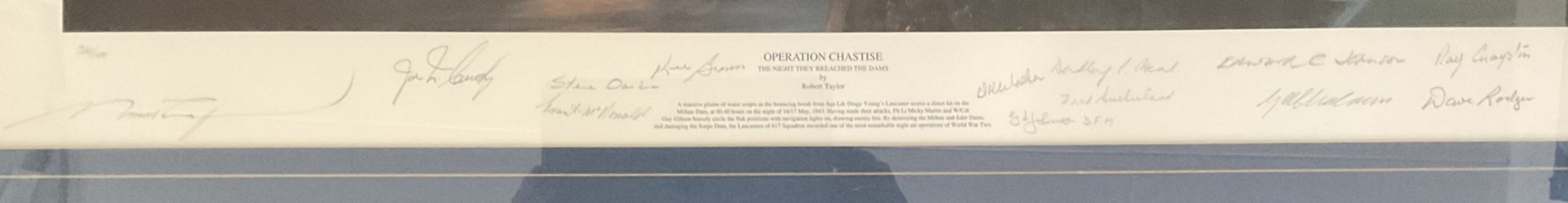 WW2 Rare Limited Edition Print Operation Chastise By Robert Taylor Carrying The Signatures Of 12 - Image 2 of 2