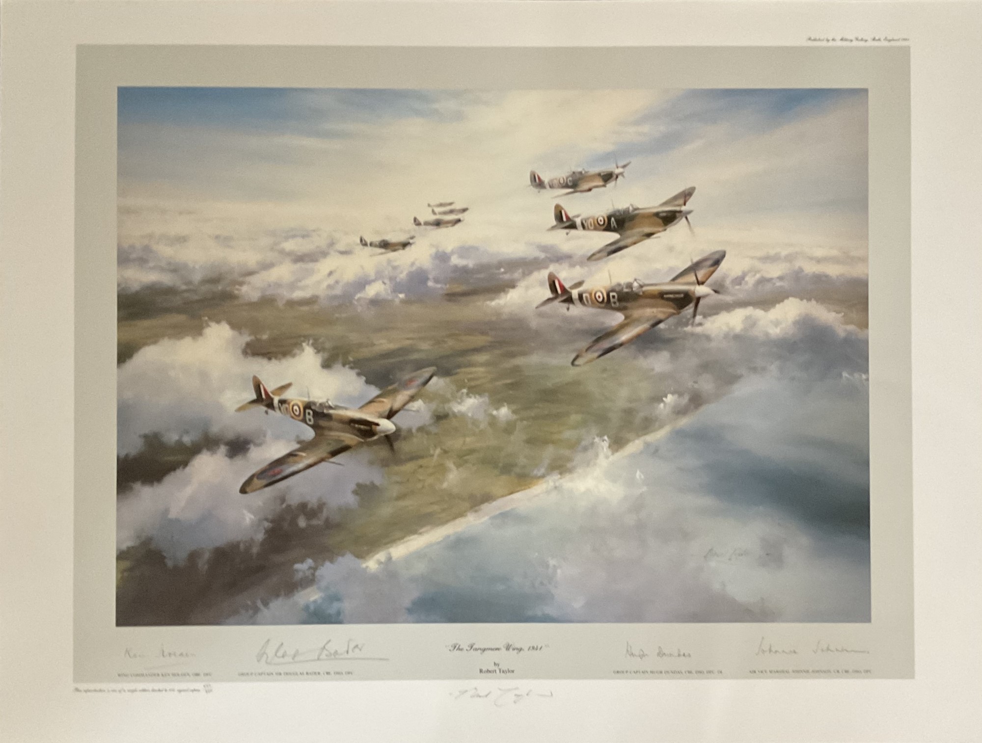 Tangmere Wing 1941 print by Robert Taylor. Ultra rare. Signed by Group Captain Sir Douglas Bader CBE