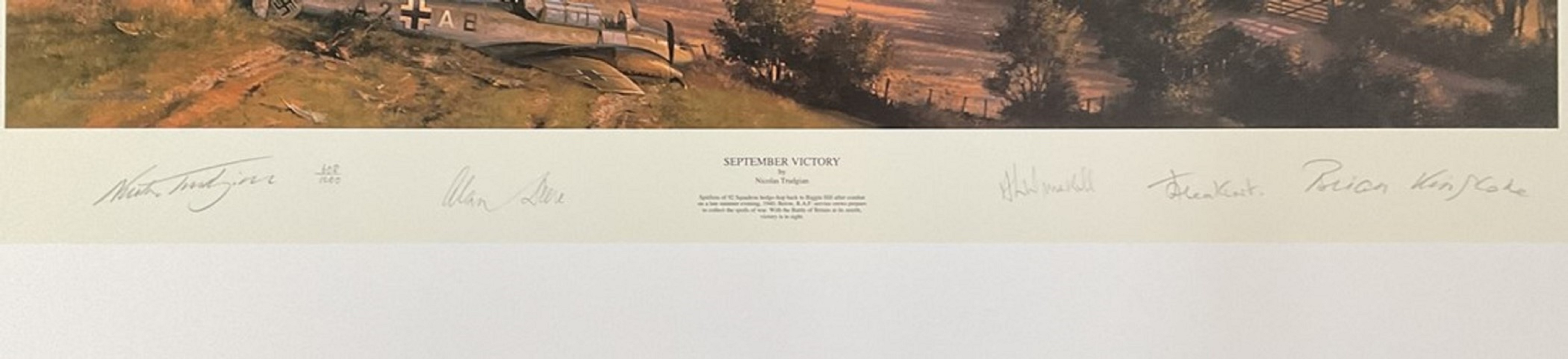 WWII Multisigned Nicolas Trudgian Colour Print Titled September Victory Proof Edition 608 of 1000 - Image 2 of 2