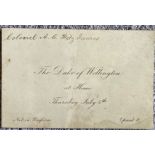 Invitation to an "at home" from Wellington. Both invitations addressed to Colonel FitzJames (ADC