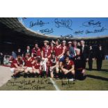 Autographed MAN UNITED 1977 12 x 8 photo : Col, depicting a wonderful image showing Manchester