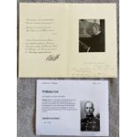 WW2 German Field Marshall Wilhelm List signed card with photo and biography. (14 May 1880 - 17