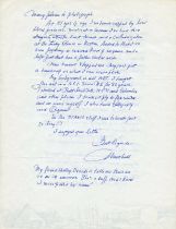 Rare Titanic survivor Marshall Brines Drew signed two page handwritten 1985 Letter with Titanic