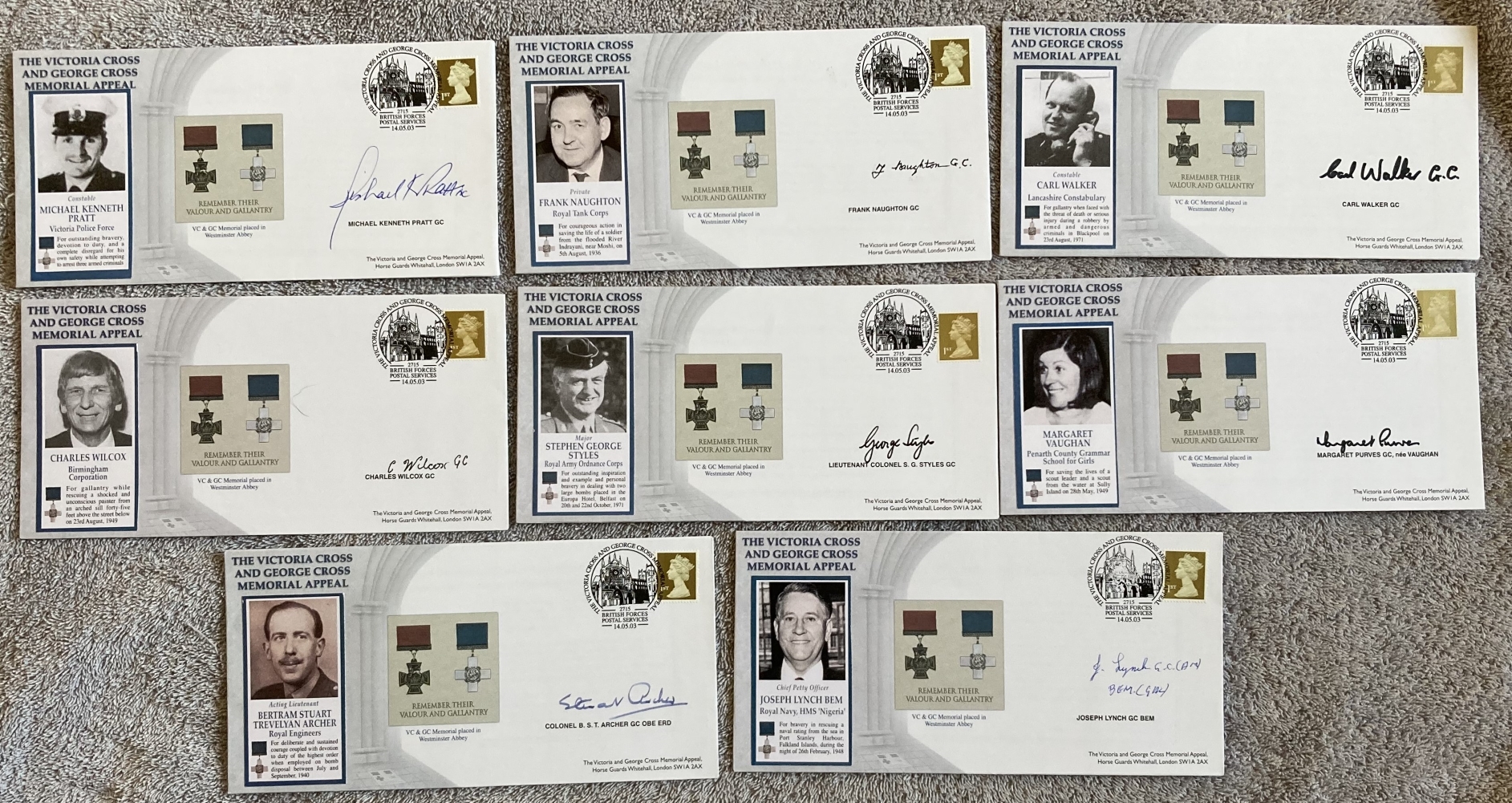 George Cross signed collection. Twenty 2003 Victoria and George Cross Memorial Appeal covers each - Image 2 of 2