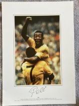 Football legend Pele signed 16 x 12 inch colour photo 1970 WC Final Goal. Good condition. All