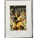 Football legend Pele signed 16 x 12 inch colour photo 1970 WC Final Goal. Good condition. All