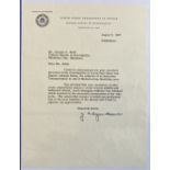 FBI director J Edgar Hoover signed 1967 typed letter to George Robb, a commendation for him