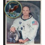 NASA Michael Collins signed 10x8 original colour photo and Apollo 11 badge. Michael Collins (October