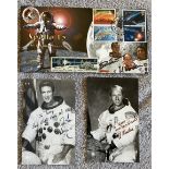 Space Apollo 15 crew Jim Irwin and Al Worden signed 6 x 6 b/w photos to Terry plus Apollo 15 30th