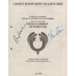 Tim Rice and Andrew Lloyd Webber Signed Vintage 'I Don't Know How To Love Him' Sheet Music. Good