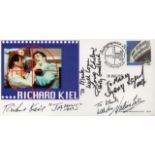 James Bond multi signed Richard Kiel FDC includes four signatures Richard Kiel, George Lazenby,