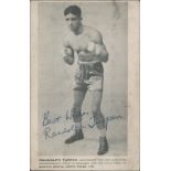 Randolph Turpin (1928-1966) Boxer Signed On The Back Of A Postcard By Randy Turpin, Eddie