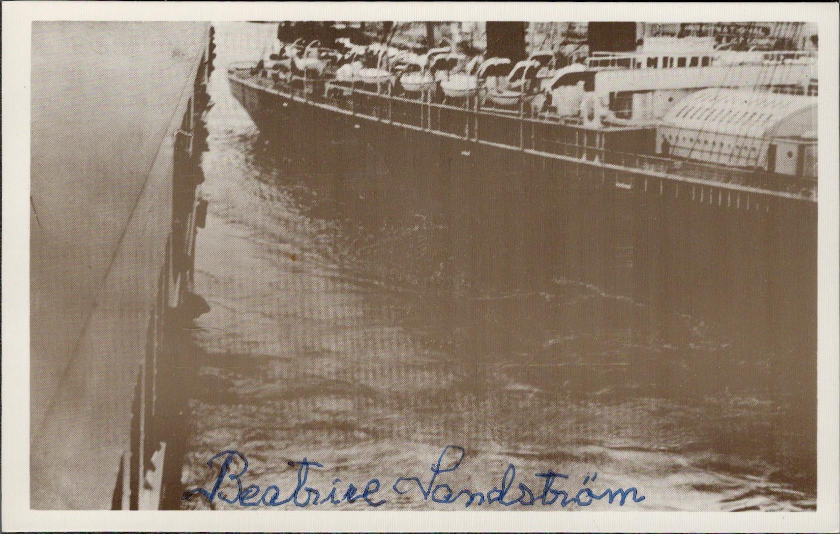 Beatrice Lindstrom Titanic survivor signed 6x4 vintage black and white postcard photo. Beatrice,