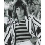 Rod Stewart signed 10x8 black and white photo dedicated. Good condition. All autographs come with