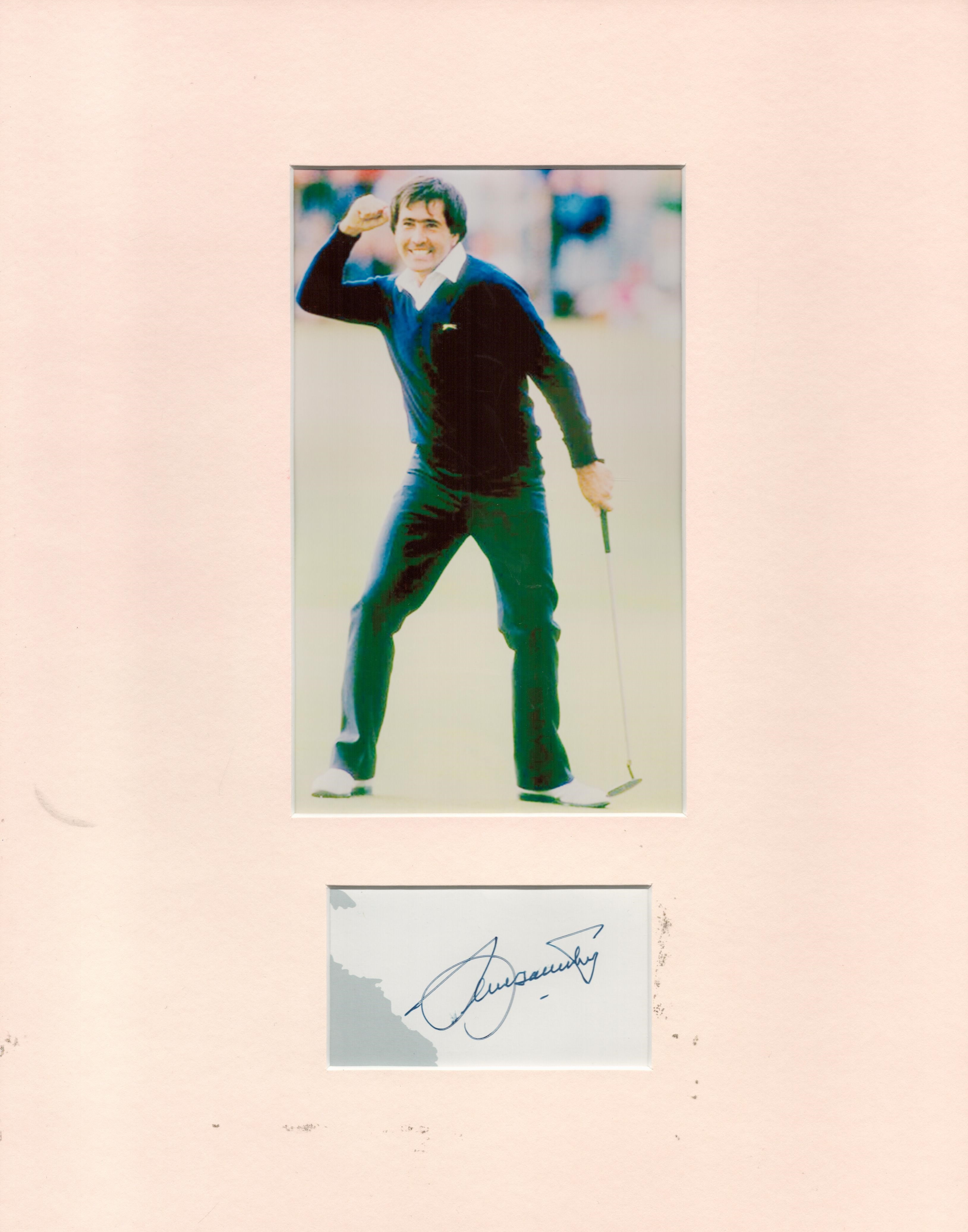 Seve Ballesteros signed 14x11 mounted signature piece includes signed album page and colour photo.