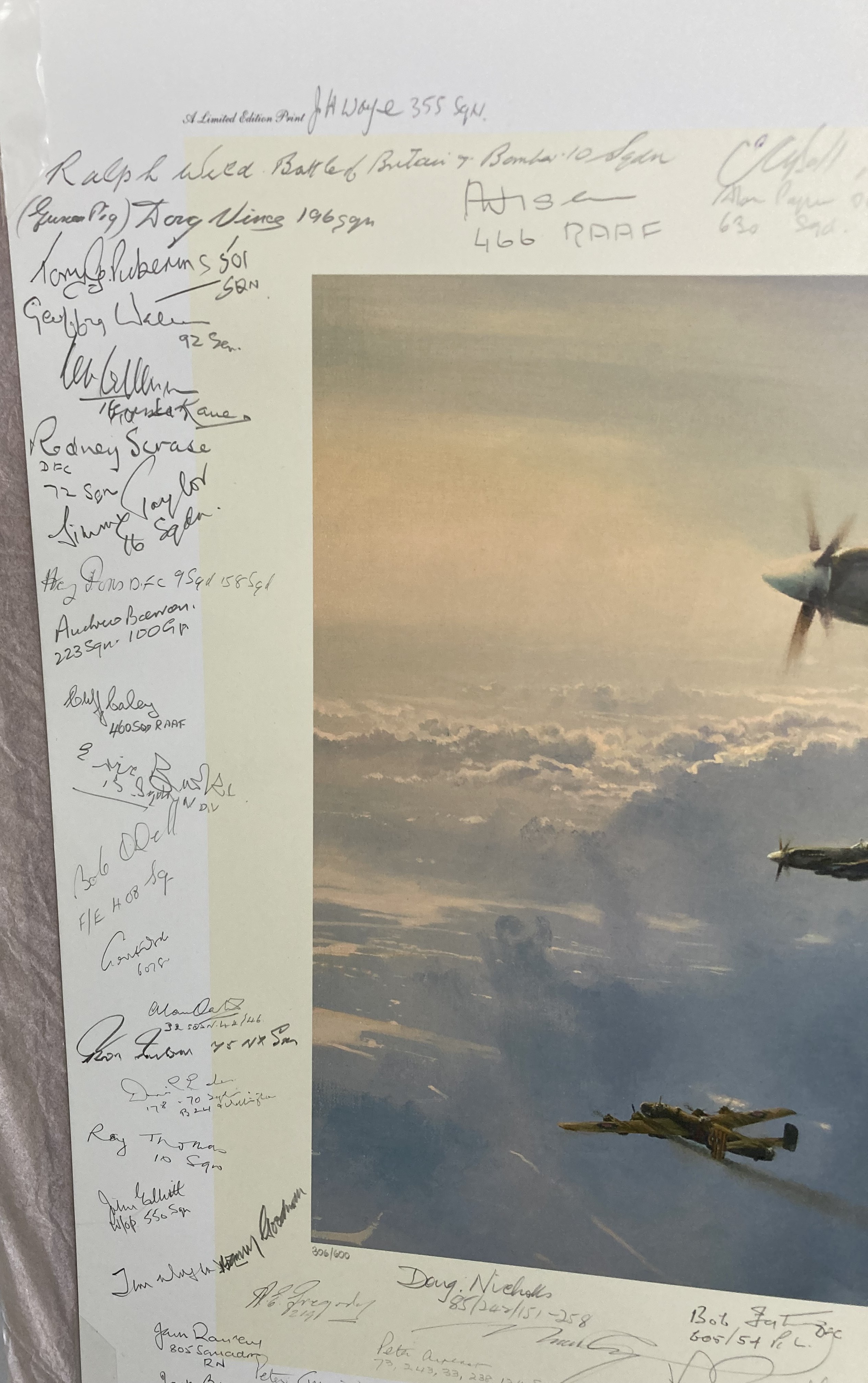Top Cover Robert Taylor print signed by 93 WW2 fighter, bomber and Battle of Britain aces. A - Image 6 of 9