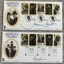 Sherlock Holmes actors Jeremy Brett and Edward Hardwick signed on two 1993 Benham official