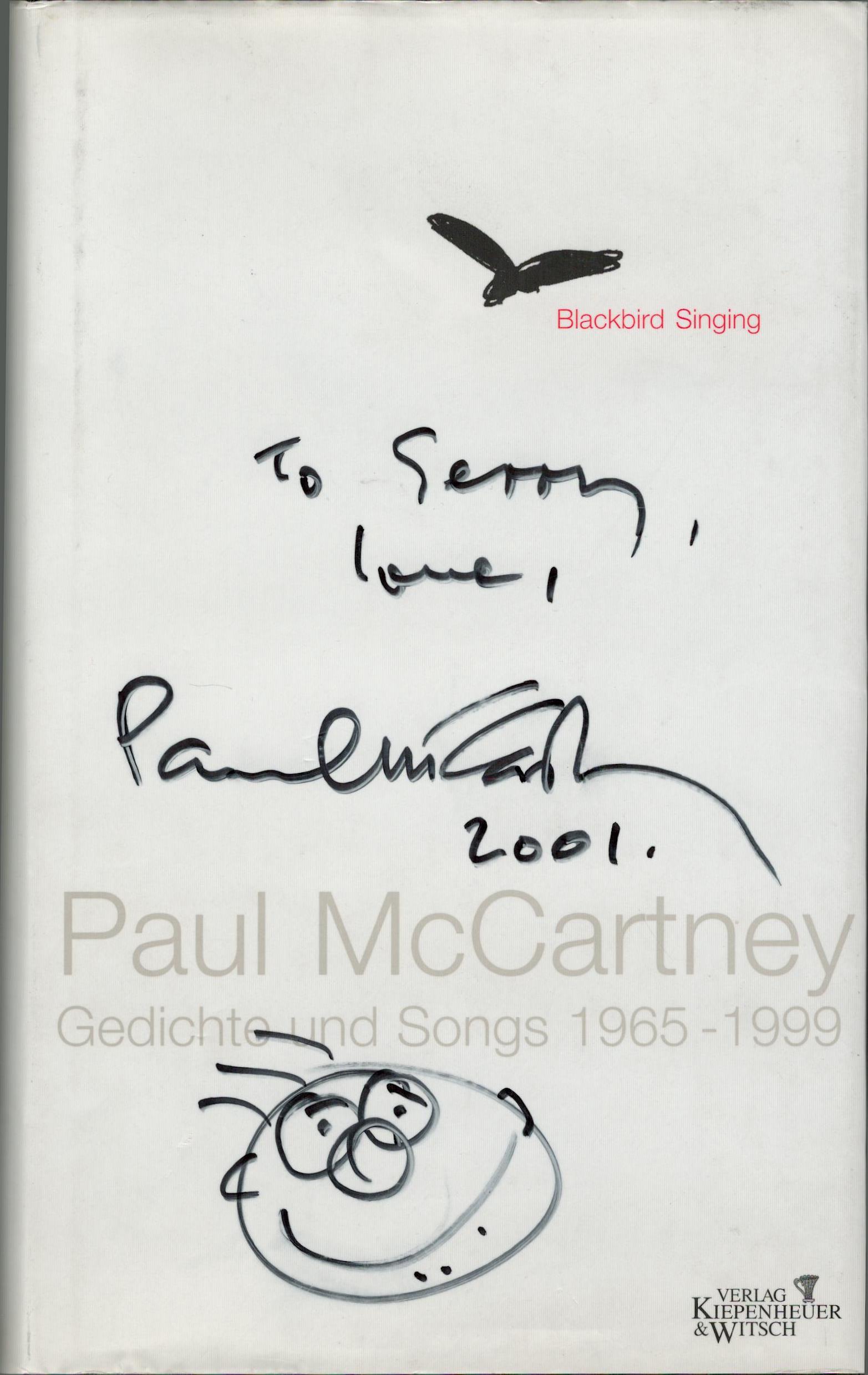 Paul McCartney signed Gedichto and Songs 1965-1999 Hardback book signature on cover dated 2001. Good