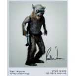 Paul Warren Signed Colour photo Varmik (hassk thug) Star War - The Force Awakens approx. size 10 x