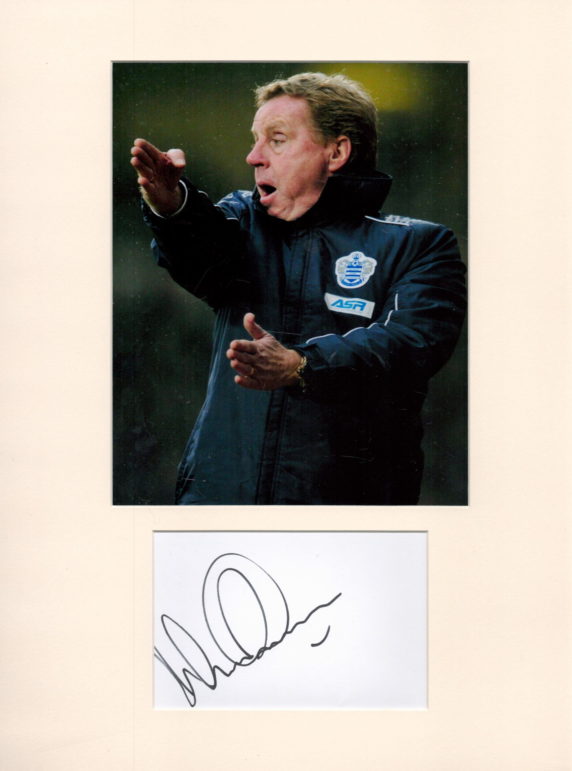 Football Harry Redknapp 16x12 overall QPR mounted signature piece includes a signed album page and a