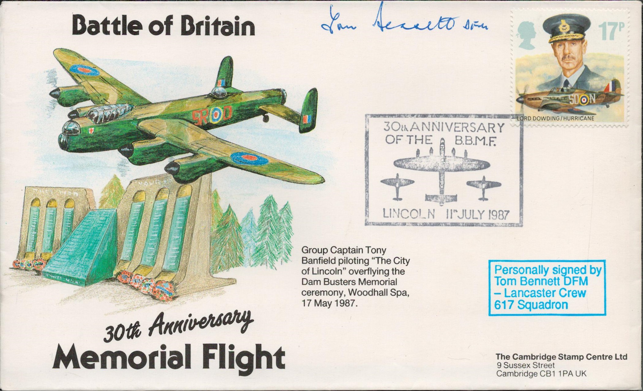 WW2 RAF AVM Tom Bennett Signed Battle of Britain 30th Anniversary Memorial Flight First Day cover