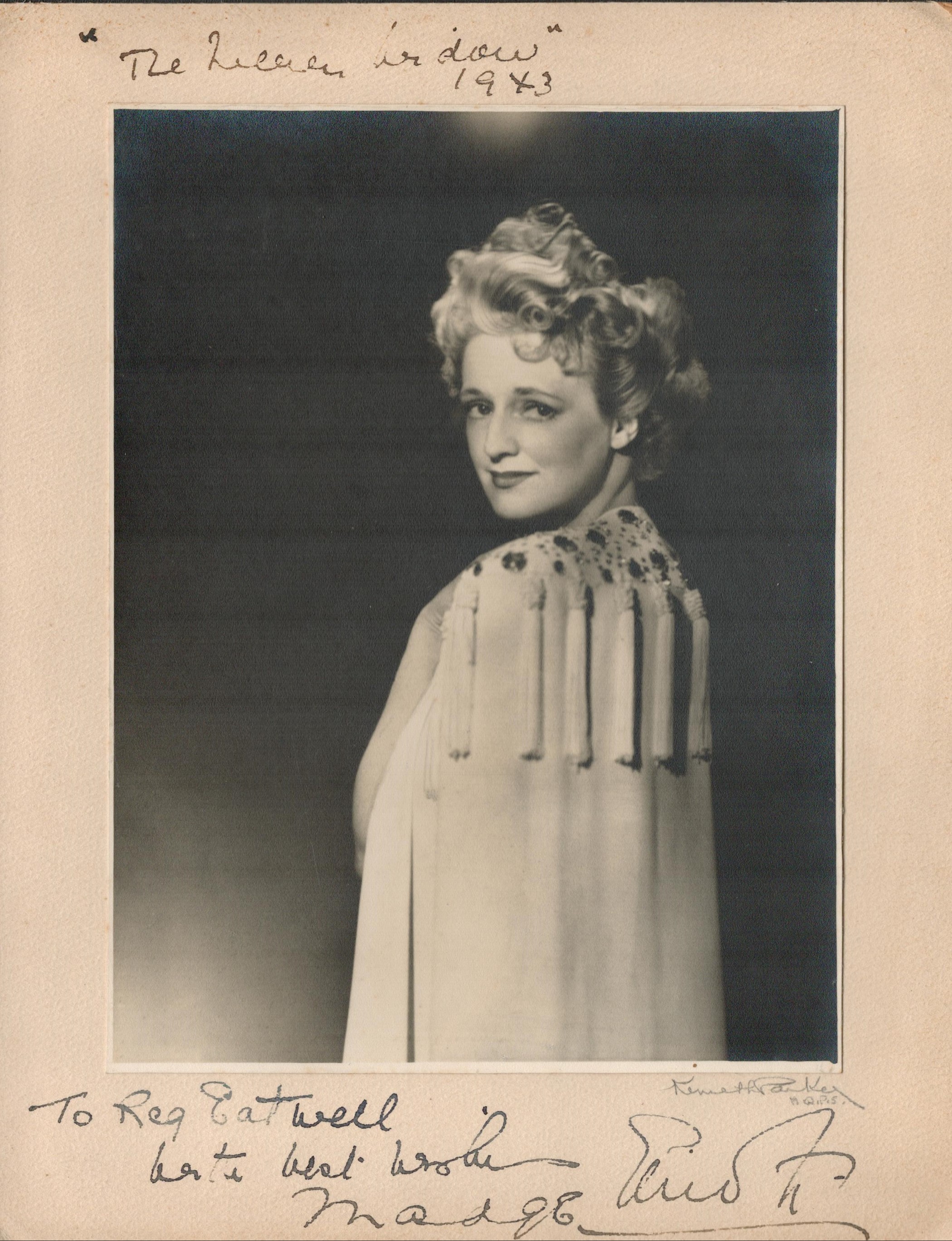 Actress Madge Evans Signed on Bottom Of Presentation Vintage Black and White Photo in Black Ink.