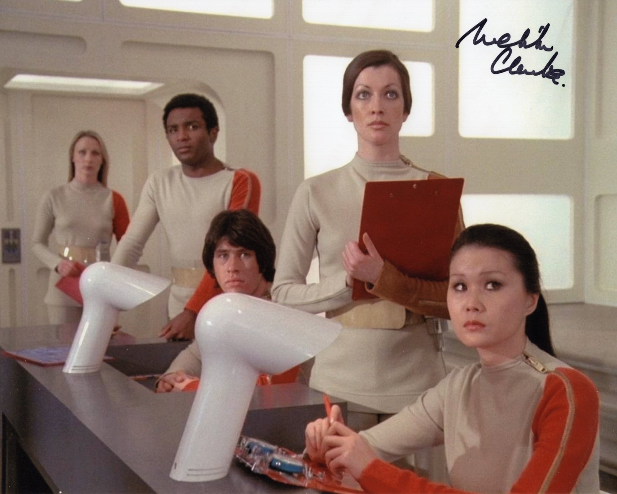 Space 1999 TV sci-fi series 8x10 scene photo signed by actress Melita Clarke. Good condition. All