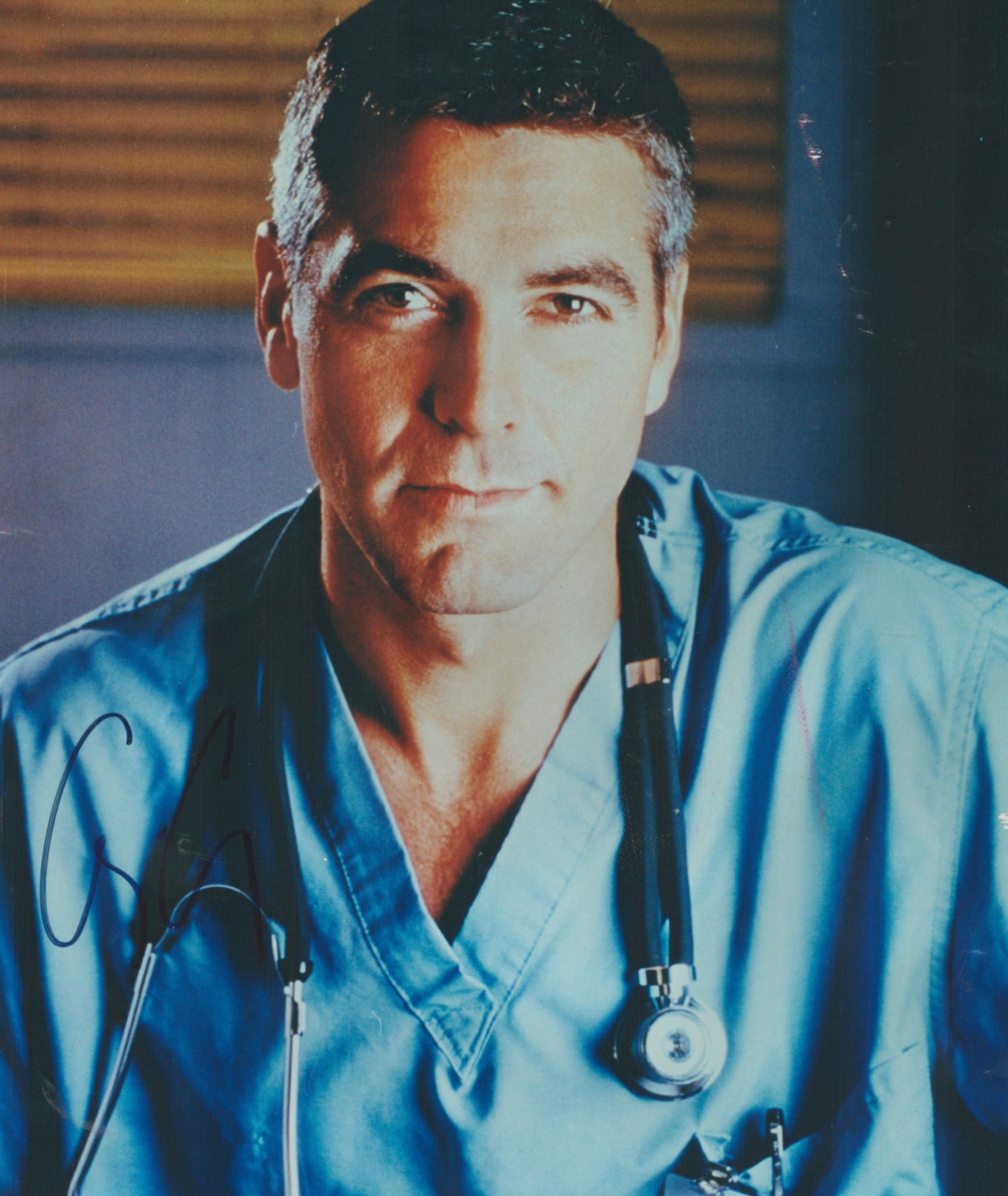 George Clooney Signed 10x8 inch Colour Doctor Photo. Signed in blue ink. Good condition. All