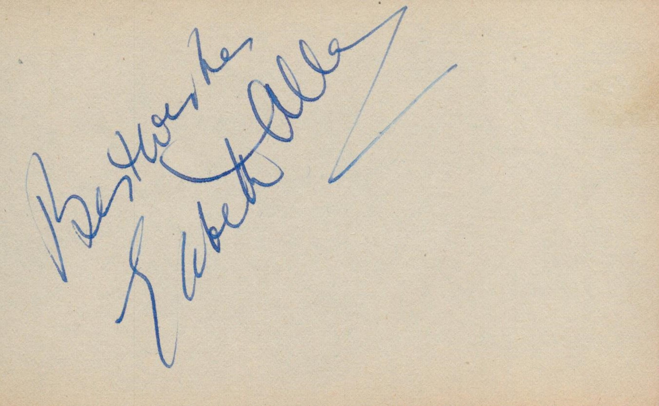 English Actress Elizabeth Allen Signed Vintage Autograph Album Page in Blue Ink. Good condition. All