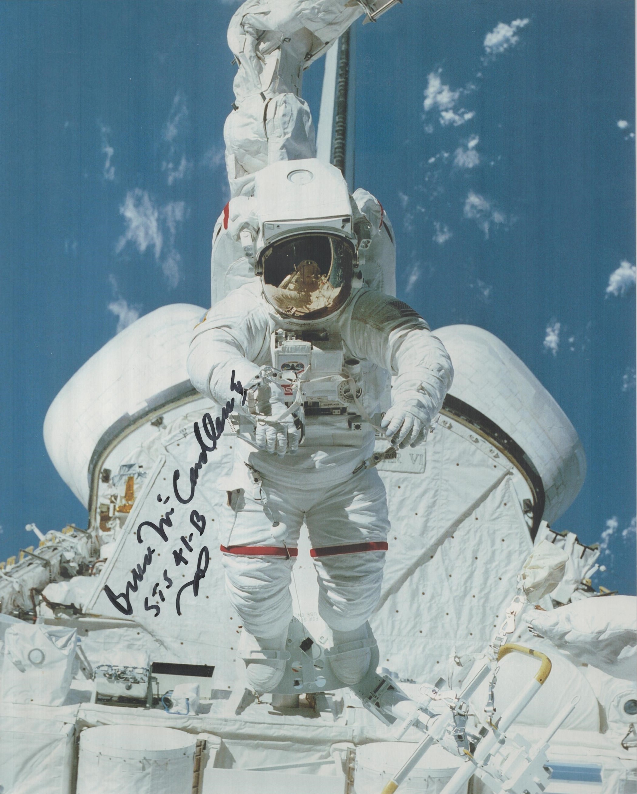 Space. NASA Bruce McCandless Signed 10x8 inch Colour Photo. Signed in black ink. Good condition. All