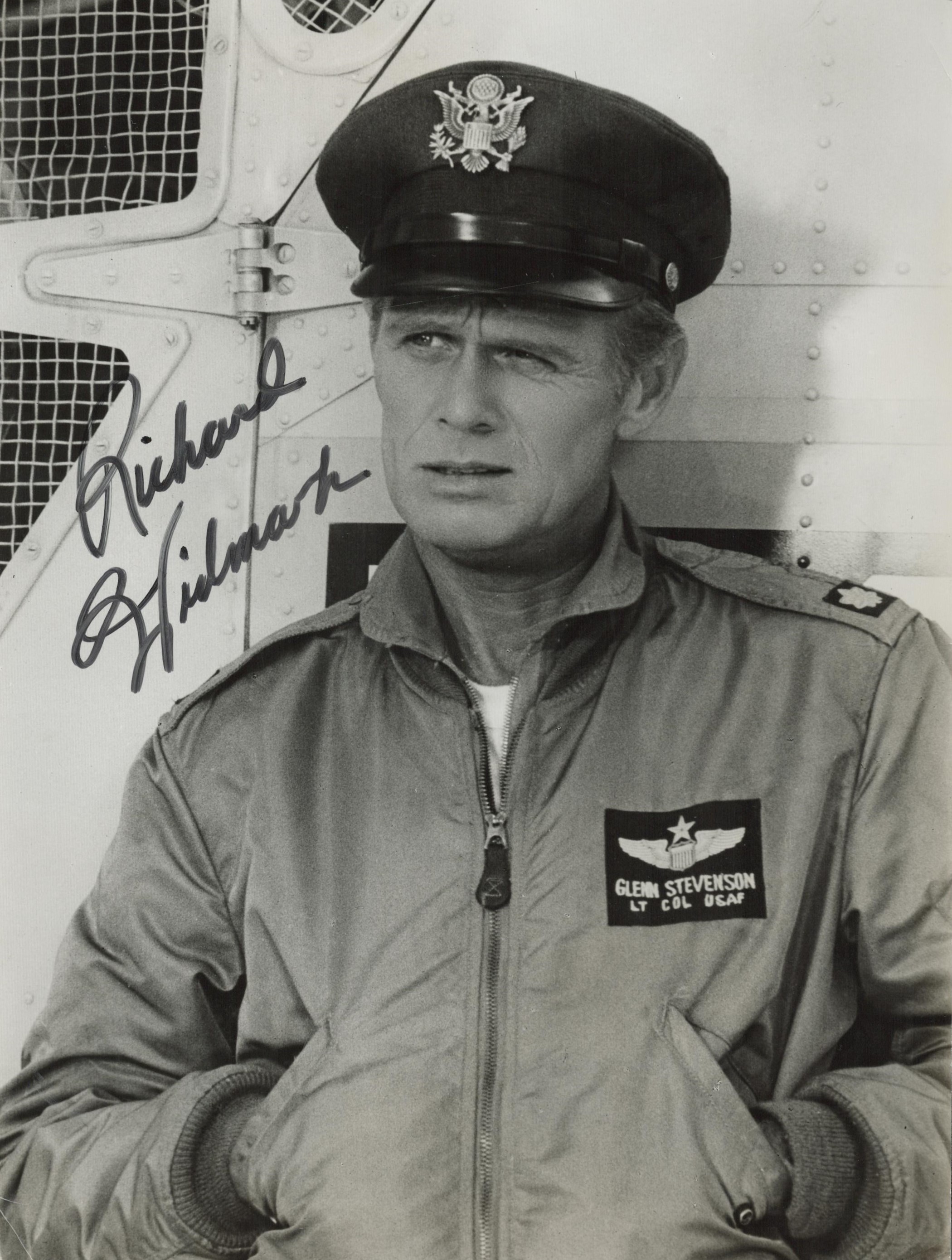 Actor Richard Widmark Signed 10 x 8 inch Black And White Photo. Signed in black ink. Good condition.