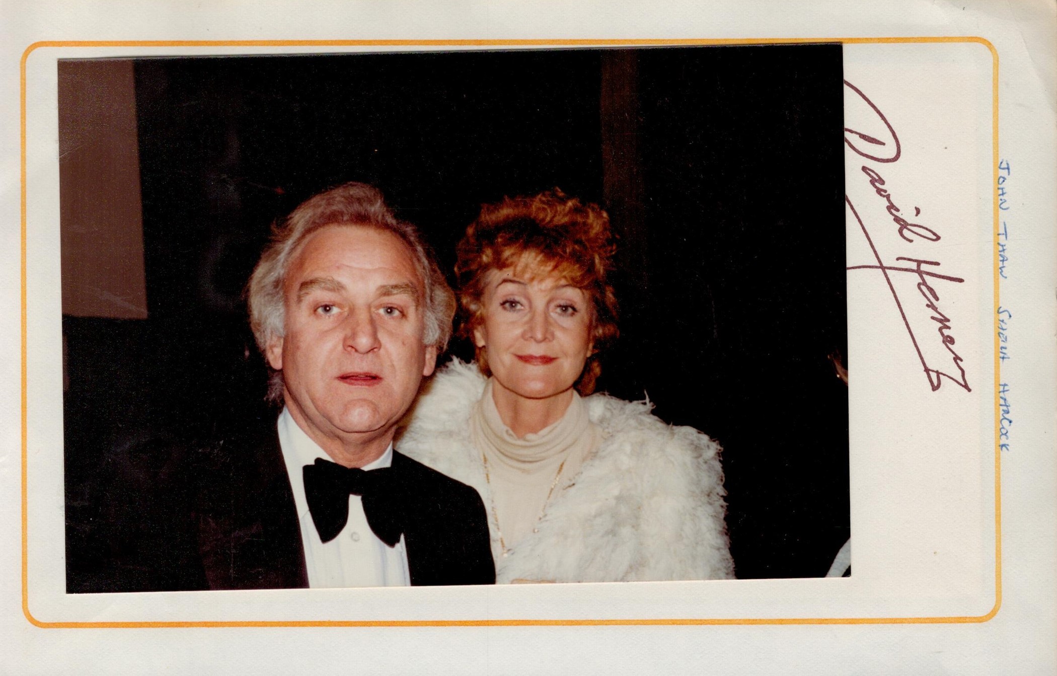 John Thaw and Sheila Hancock signed 8x5 album page accompanied by an attached candid colour