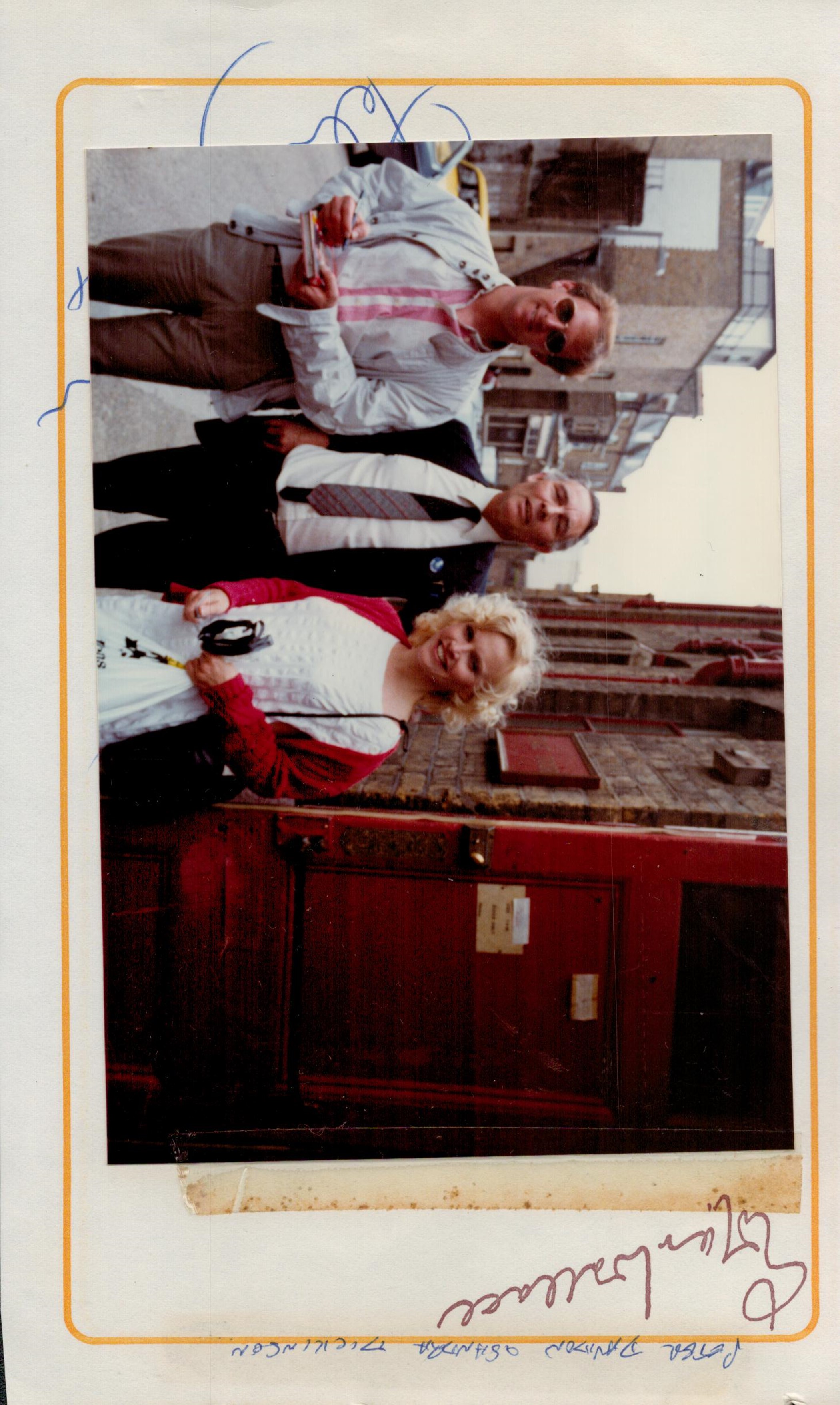 Peter Davidson and Sandra Dickinson 8x5 signed album page accompanied by an attached candid colour