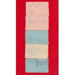 Entertainment collection Five small pages removed from an autograph book with the signatures of