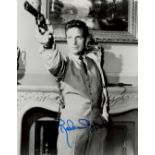 Robert Stack signed 10x8 black and white photograph in character as Eliot Ness from the TV series '